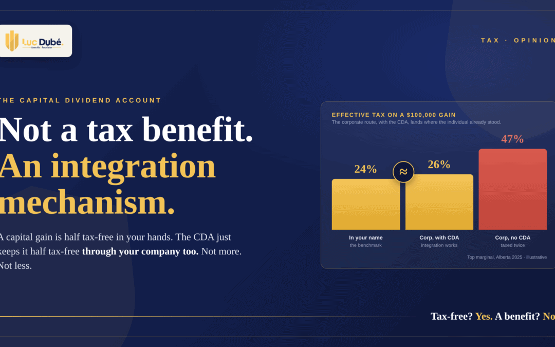 CDA: Is It « Really » a Tax Benefit, or Just an Integration Mechanism